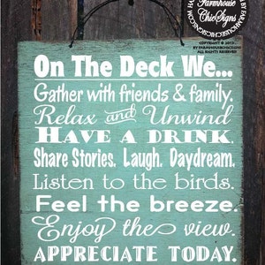 DECK RULES 18"x18", patio decoration, patio sign, deck decor, deck sign, deck decoration, 110