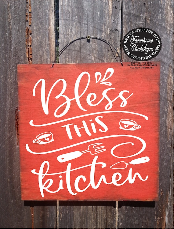 rustic farmhouse style kitchen sign farmhouse chic kitchen decoration bless this kitchen wall art gift for mom Christmas gift for kitchen