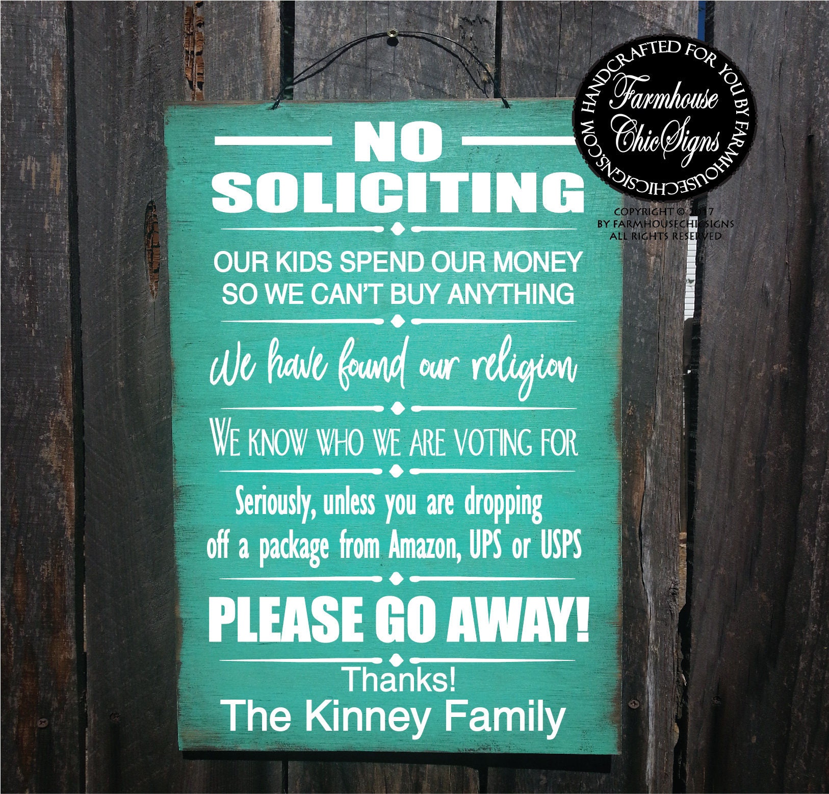 Outdoor no soliciting sign