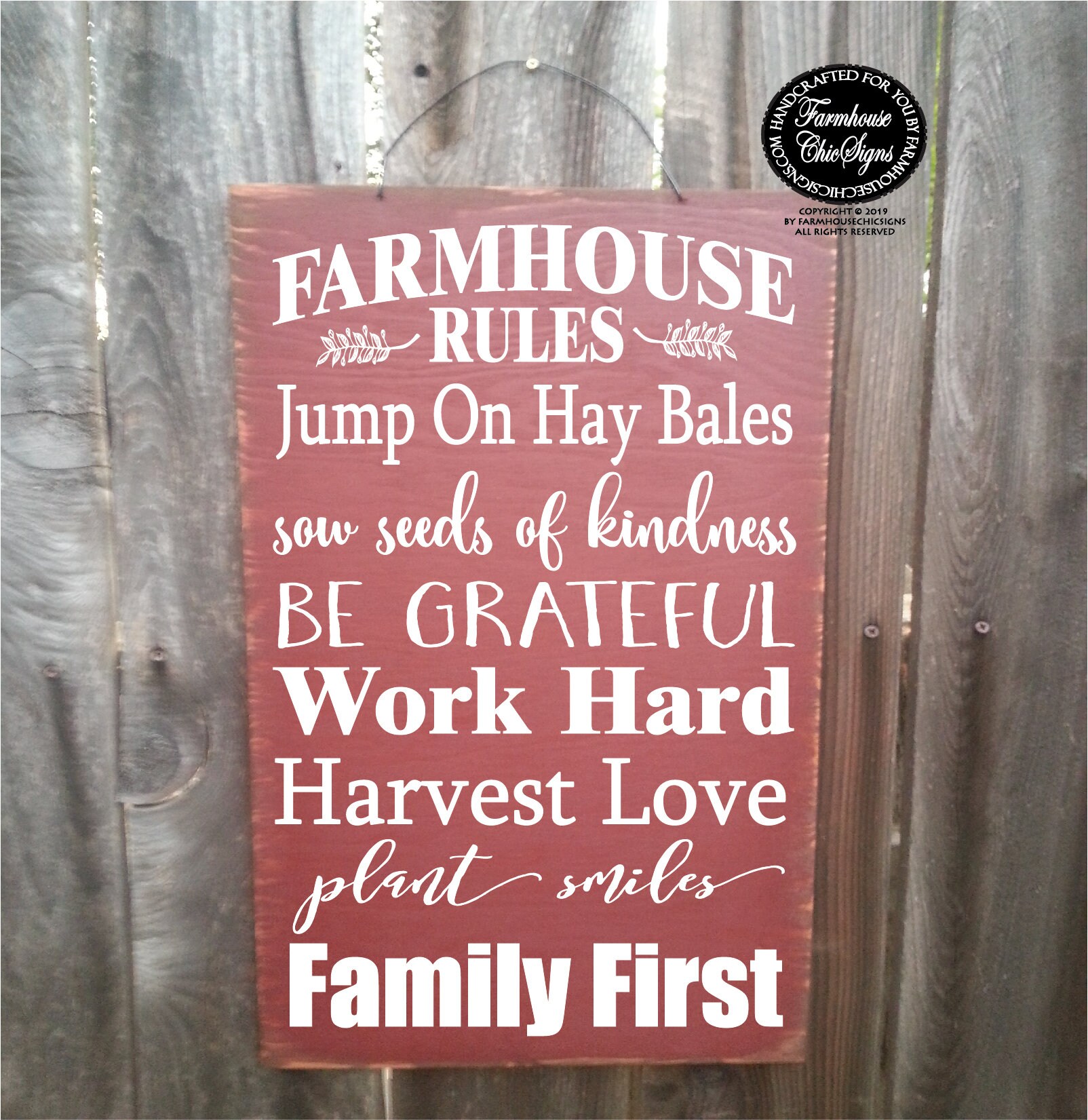 Farmhouse Rules Rustic Sign