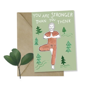 Gamme de cartes de voeux EARTHED WELLNESS - « Vous êtes plus fort que vous ne le pensez » - anniversaire, yoga, bien-être, merci, je pense à vous. Sans plastique, éthique