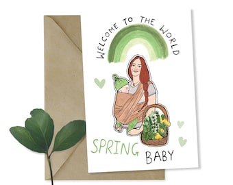 MOTHER NATURE Card Range 'Welcome To The World Spring Baby' New Mum, Congratulations, Forager, Spring, New Baby. Plastic Free, Recycled