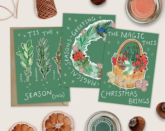 Lot de trois cartes de Noël « Voeux de saison »