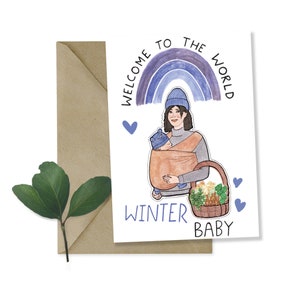 MOEDER NATUUR Kaartreeks 'Welcome To The World Winter Baby' Nieuwe moeder, gefeliciteerd, verzamelaar, winter, nieuwe baby. Plasticvrij, gerecycled