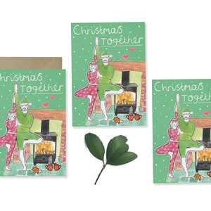 PACK OF 3 - 'Christmas Together' Tarjetas de Navidad inspiradas en el yoga - Navidad, Yoga, Paz, Bienestar, Acogedor, Amor, Naturaleza, Eco Friendly, Sin plástico