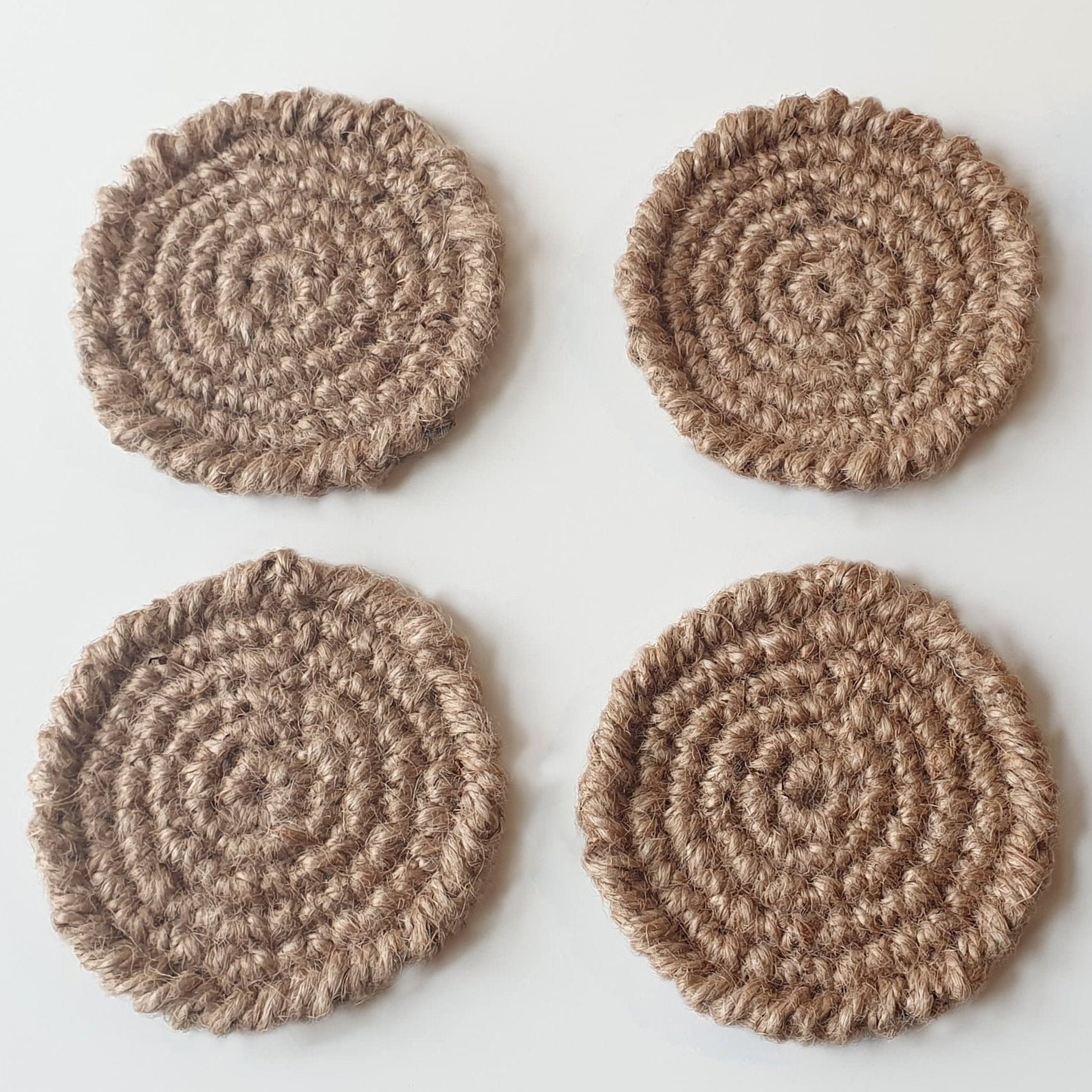 4 Pack JUTE Handmade Coasters. Sustainable Materials Natural Etsy