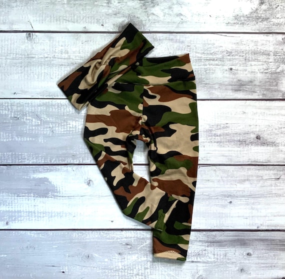 Leggings Army Print Pants For Girls Camouflage Print Jersey Knit