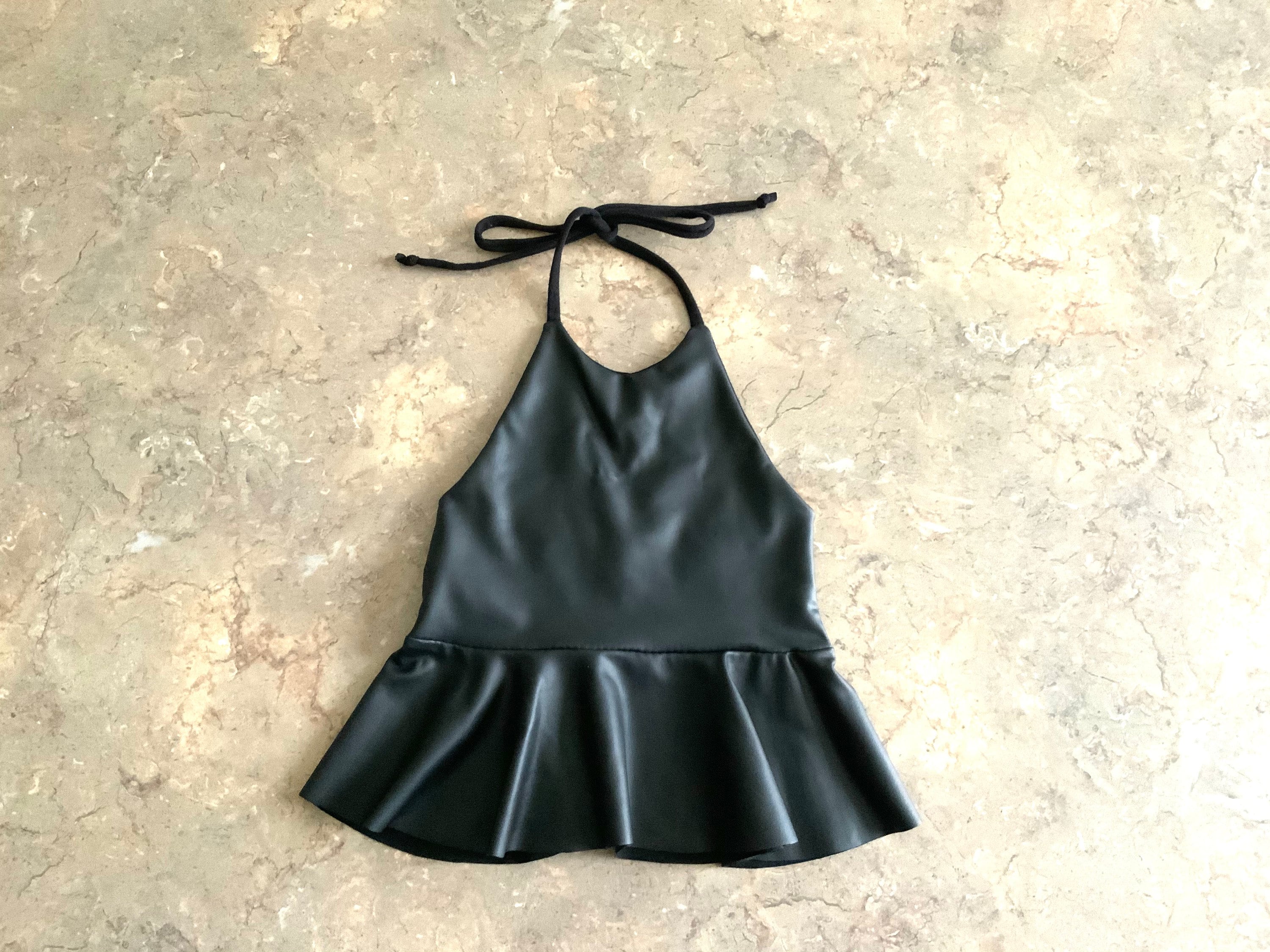 Black Faux Leather Peplum Halter Top - Etsy Black Faux Leather Peplum Halter Top - Etsy