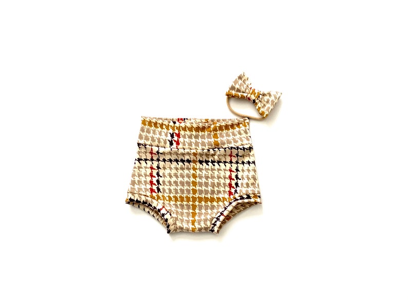 Large Bow Head Wrap Cheetah Print Ivory Mustard Tan Houndstooth Print Bummies toddler diaper cover Girls bummies DBP Jersey knit Bummie