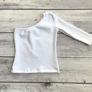 One Shoulder Top Solid Colors Top // Toddler Girls Waist length long sleeve one shoulder top