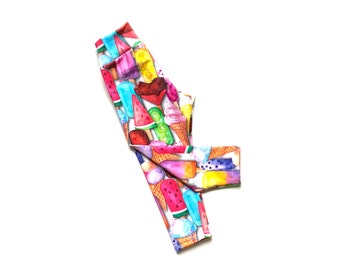 Ice Cream Ice Pop icicle Print Leggings, Girls Leggings