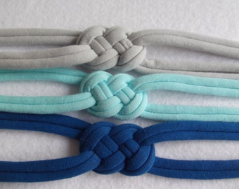 Set of 3 Sailor Knot Headband, Jersey knit Stretch Headband - Choose SIZE and COLORS