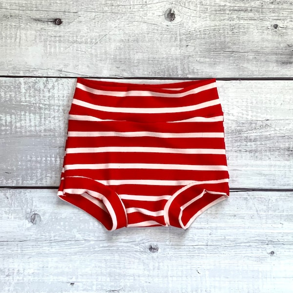 Red and white Stripe Jersey Knit bummies toddler diaper cover Baby Girl Bummies