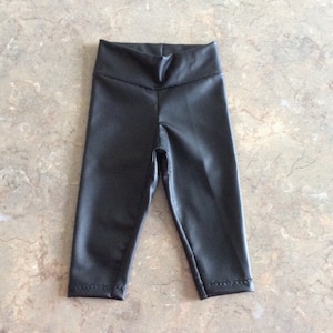 Metallic Black Faux Leather One-Leg Leggings Pants