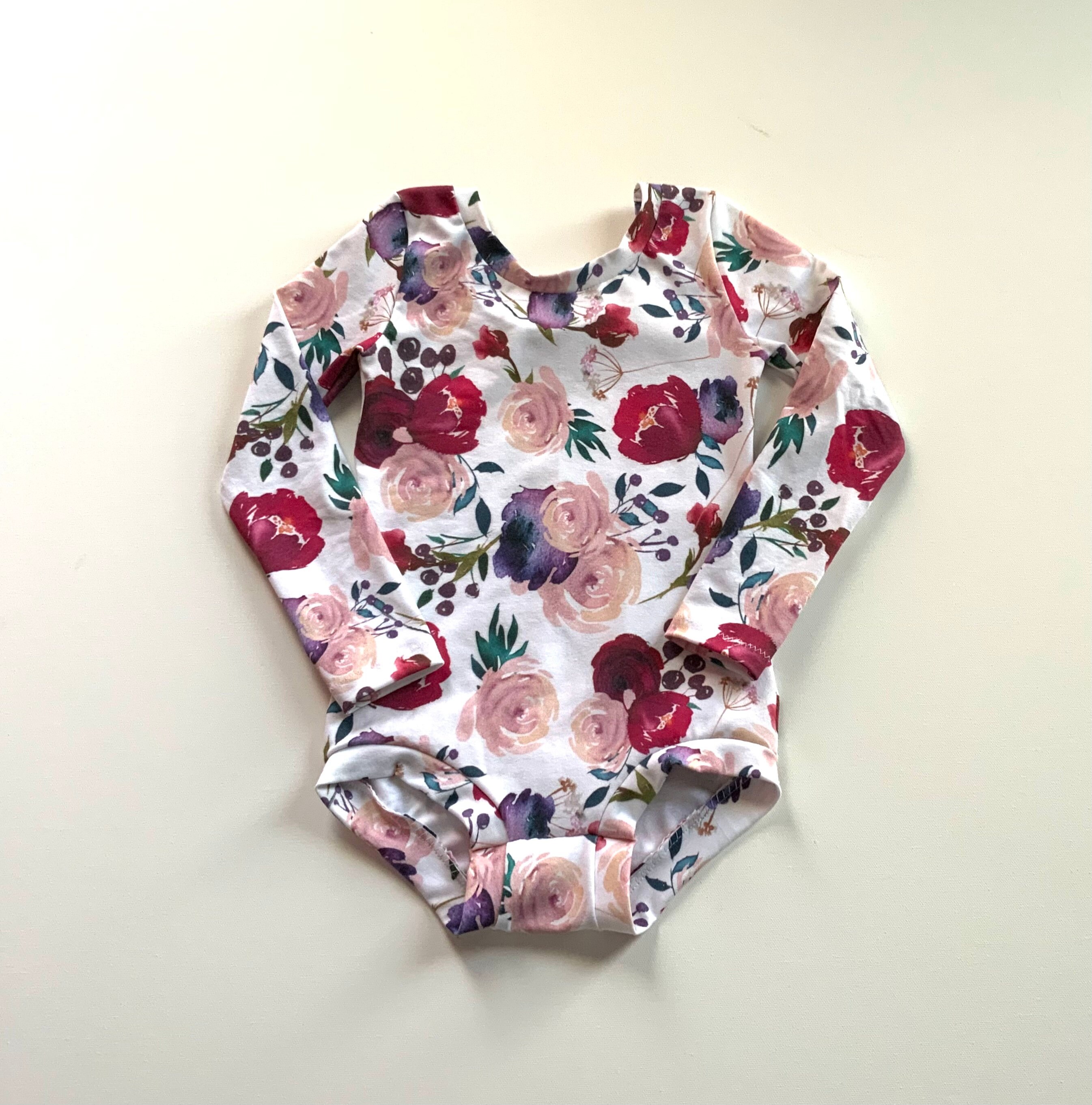 Burgundy Blush Long Sleeve Floral Print Leotard Short Sleeve - Etsy
