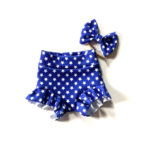 Stars Bummies toddler diaper cover Girls Liverpool knit Ruffle Legs Bummie Bullet