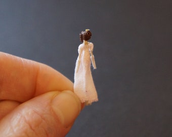 Miniature Regency doll in pale pink gown and gloves, Elizabeth Bennett, Jane Austen, Bridgerton