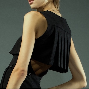 Black maxi dress, pleated back detail, sleeveless image 1