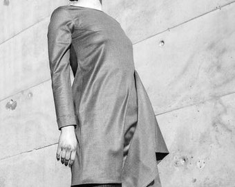 Dark gray asymmetrical tunic-dress