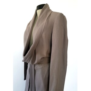 Long beige linen wrap jacket image 2