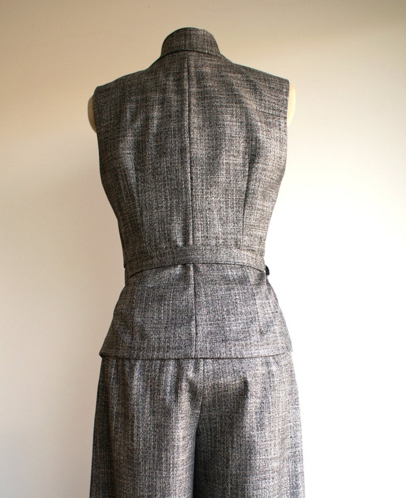 Dark grey vest, draped front and collar image 6