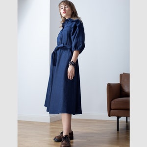 Dark blue denim shirtdress, half sleeves image 7