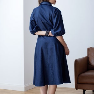 Dark blue denim shirtdress, half sleeves image 3