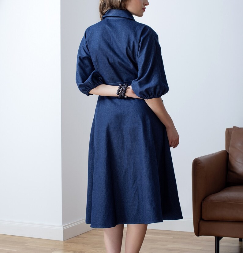 Dark blue denim shirtdress, half sleeves image 3