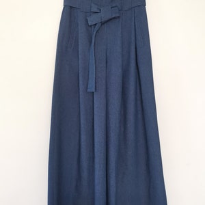 Blue denim, wide pants, high waist image 8