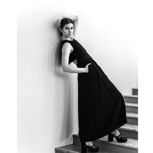 Black maxi dress, pleated back detail, sleeveless image 9