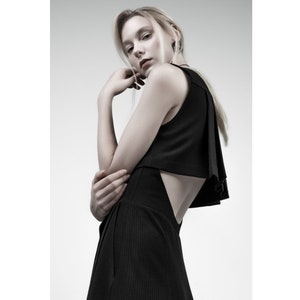 Black maxi dress, pleated back detail, sleeveless image 3