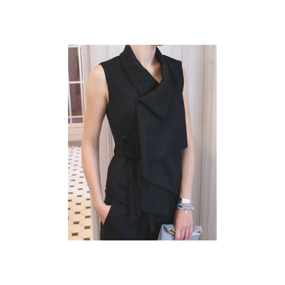 black chiffon vest top