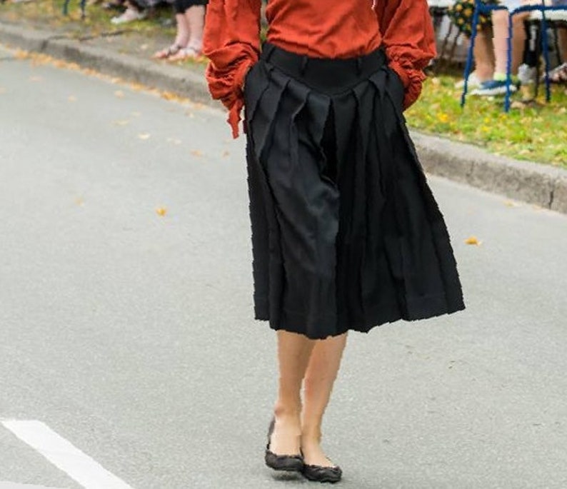 box pleated culotte - modal culotte - black