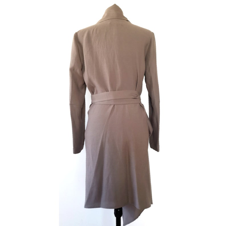 Long beige linen wrap jacket image 4