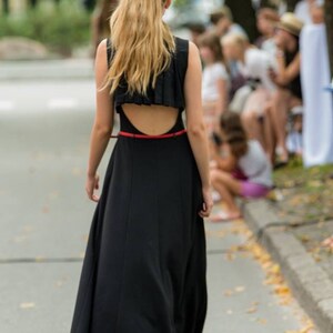 Black maxi dress, pleated back detail, sleeveless image 5