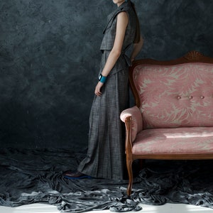 Dark grey vest, draped front and collar image 9