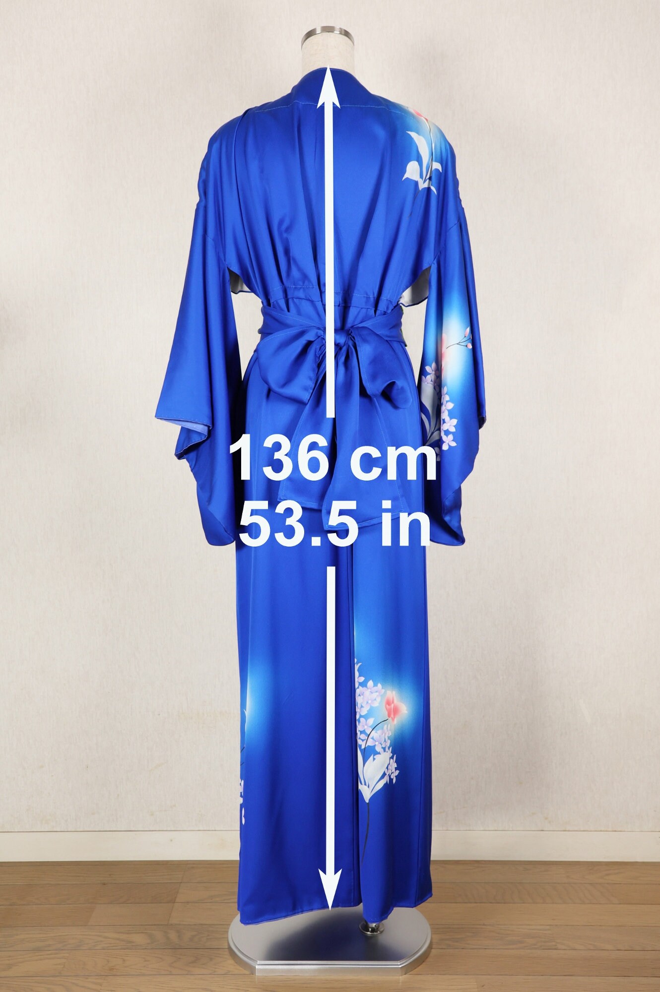 Vintage Silk Kimono Dress: Blue Floral Remake, Made in Japan - Etsy