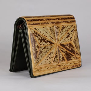 Billetera plegable de bambú, método de fabricación exclusivo de bambú, billetera plegable de capacidad adicional, patrón japonés tradicional, regalo para papá, esposo