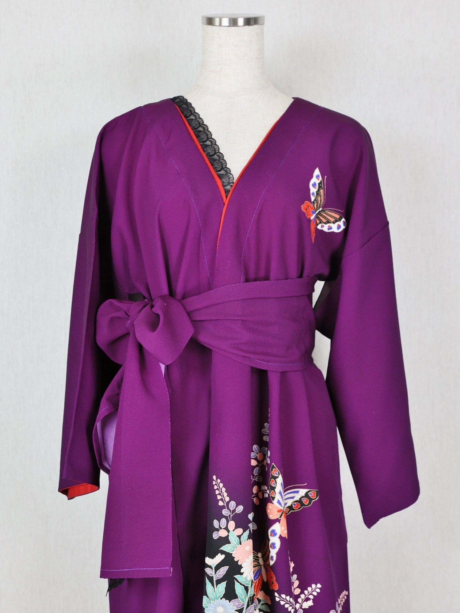 Purple Kimono Dress Upcycled Clothing Butterfly Kimono Etsy