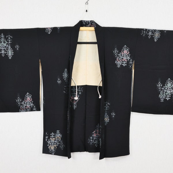 Kimono Haori, Haori noir, Haori japonais, Veste Kimono, veste kimono Haori vintage, Haori en soie, kimono haori japonais, Haori pour femme