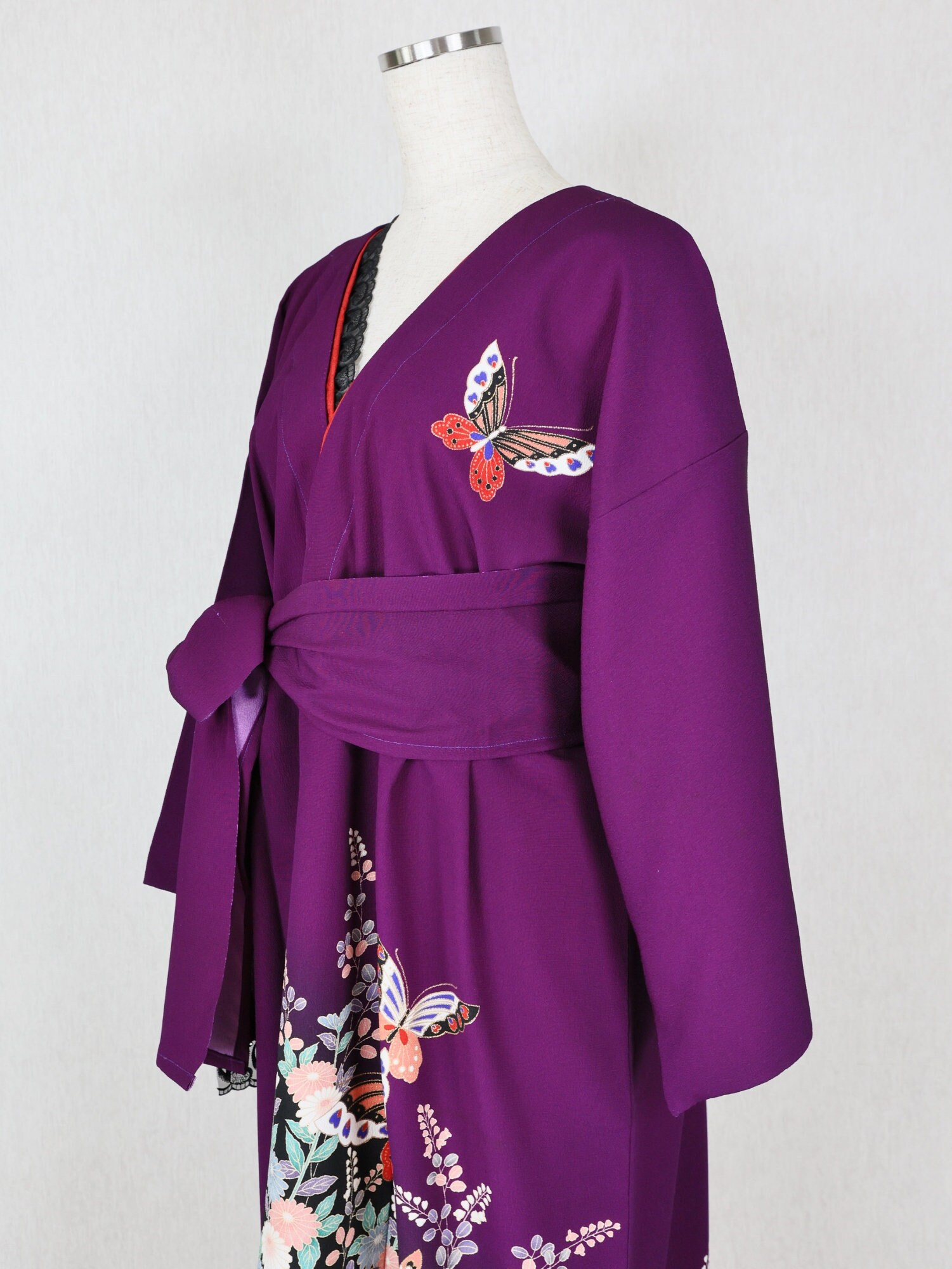Purple Kimono Dress Upcycled Clothing Butterfly Kimono Etsy
