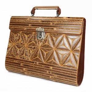 Bamboo briefcase, Japanese bamboo briefcase, Leather bamboo briefcase, Mens briefcase, Handmade briefcase, Luxury briefcase