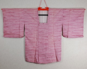 Vintage rosa Michiyuki Kimono abrigo: poliéster lavable Haori