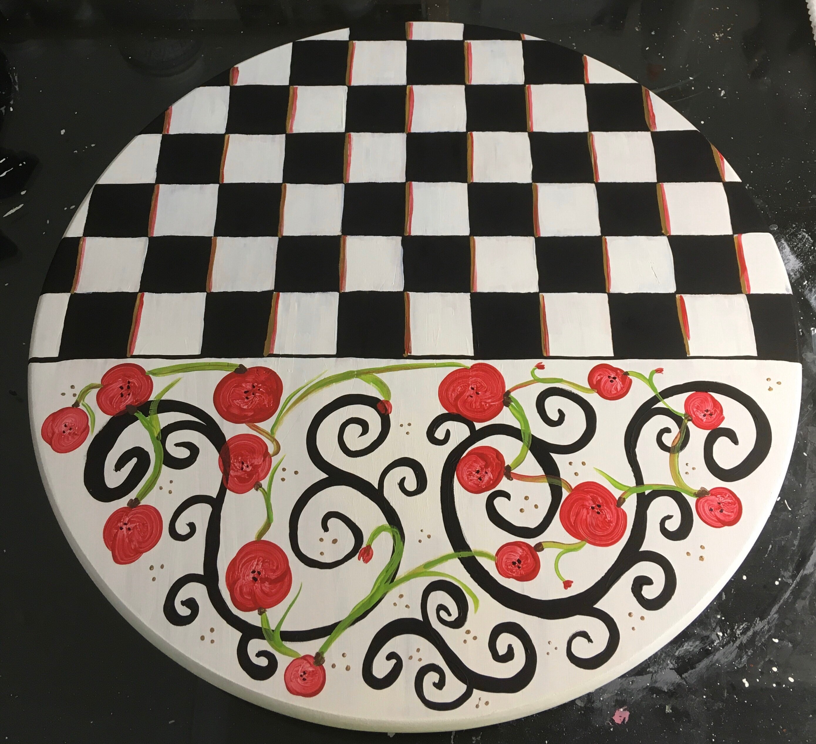 Faule Susan Checks und Mohnblumen | Etsy