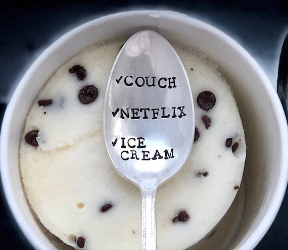 couch, netflix, ice cream, netflix, binge watching, ice cream spoon, ice cream lovers, gift for him, birthday gift, oitnb,