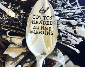 Cotton Headed Ninny Muggins, ELf, Christmas Spoon, Stamped Spoon, Hostess Gift, Movie Quotes, Christmas Movie