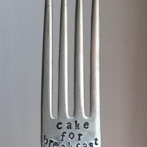 Cake for Breakfast, Vintage Silver Plated Hand Stamped Fork, Vintage Silver Flatware, Vintage Fork, Hostess Gift, Hand Stamped Utensils