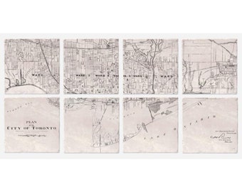 1901 Toronto Map - Set of 8- Drink Coasters / Absorbent Ceramic Coasters