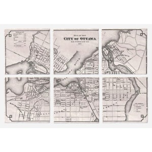 Vintage Ottawa Map from 1878- Drink Coasters / Absorbent Ceramic Coasters