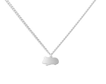 Guinea Pig Necklace, Small Minimalist 925 Sterling Silver Charm, -6943N